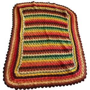 Vintage Afghan Fall Colors 34” X 38” No Damage